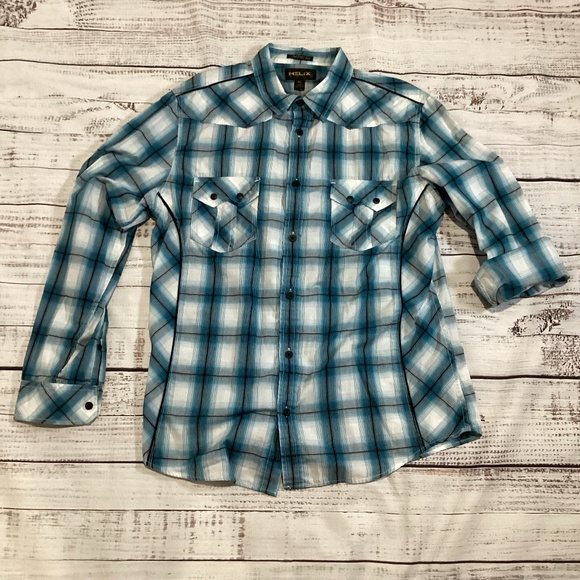 1616. Helix Men’s Western Plaid Button-Up Shirt Size XL
 EUC - Picture 1 of 2